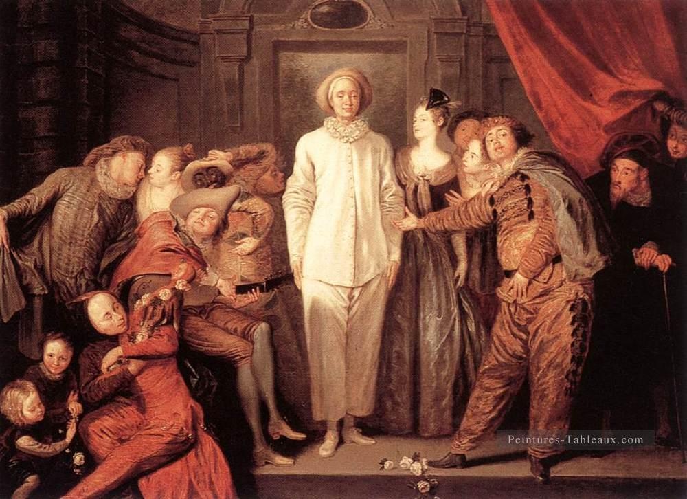 Comédiens italiens Jean Antoine Watteau classique rococo Peintures à l'huile